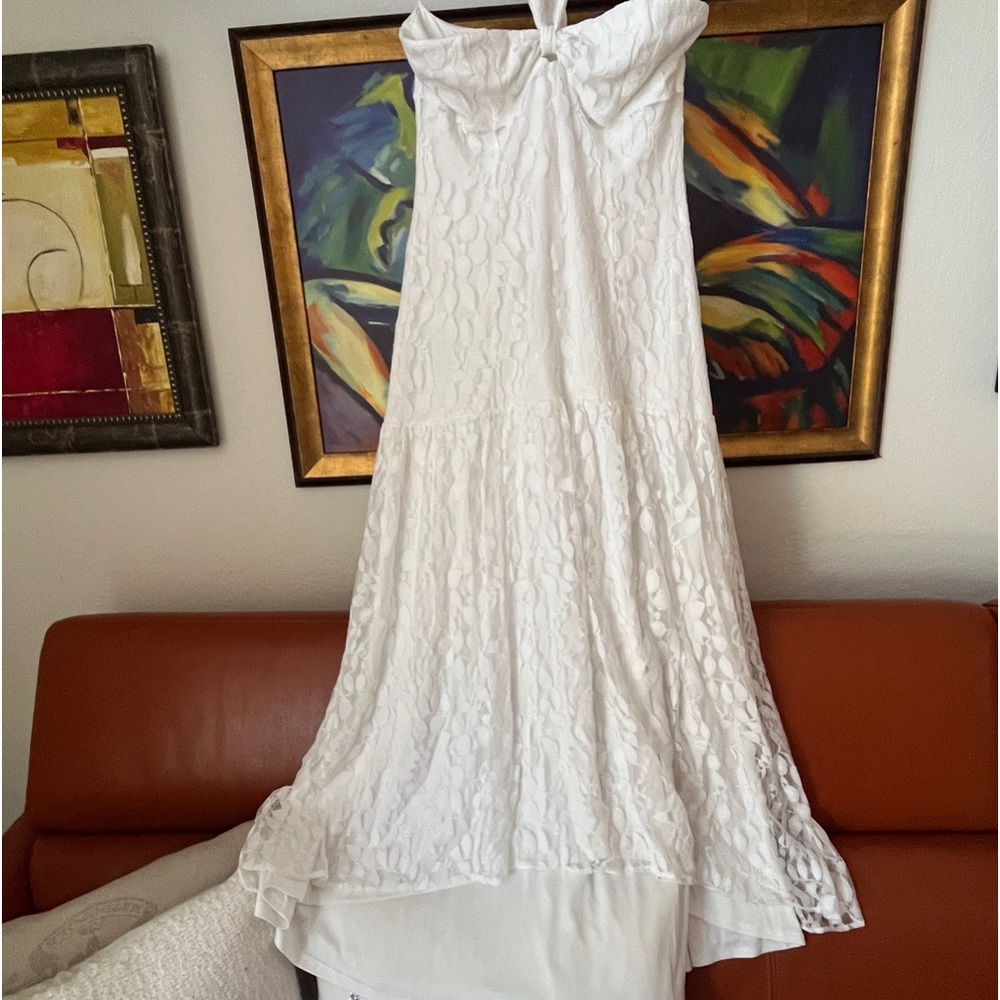 Ali&Jay Liz  white strapless  Lace Maxi Dress
